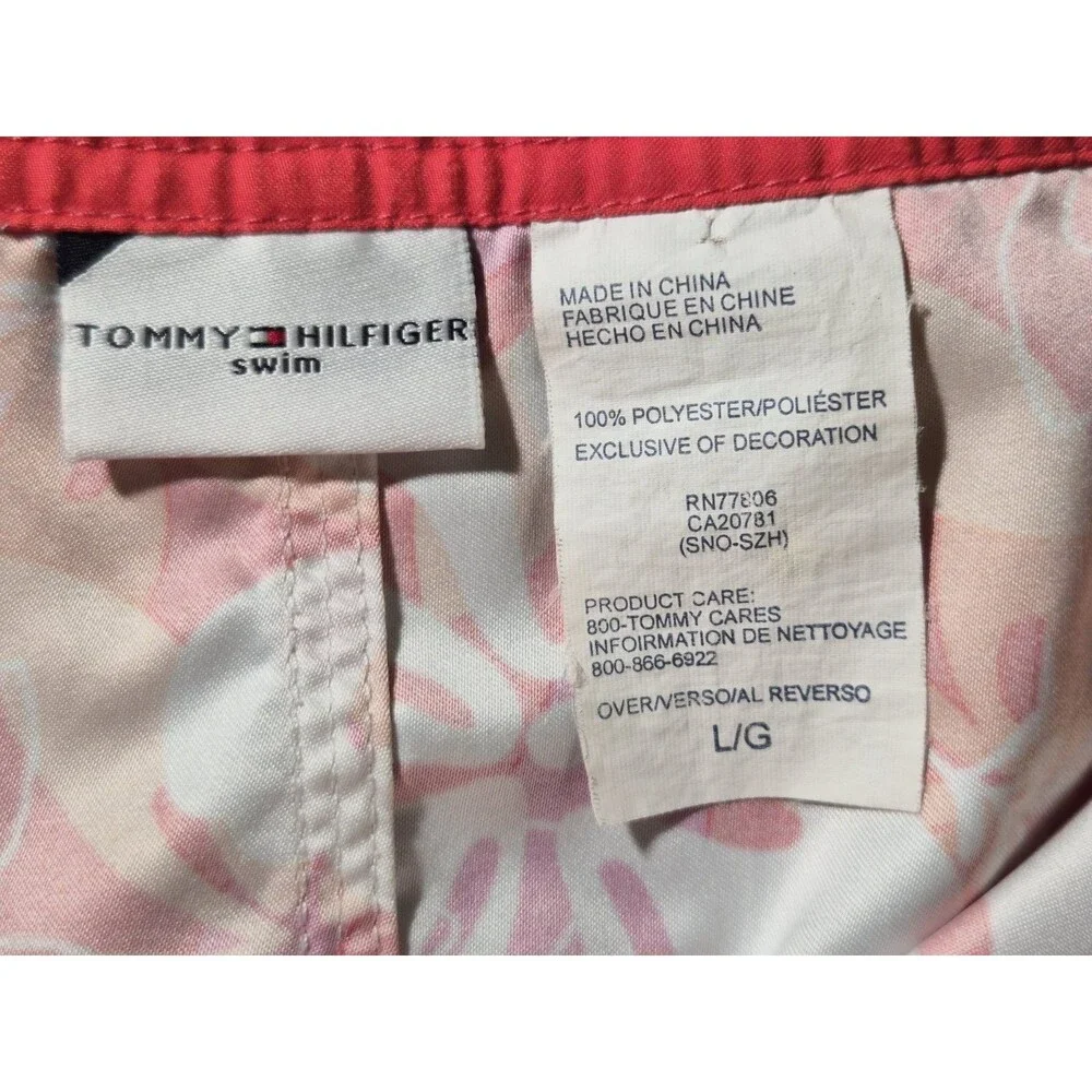 Tommy Hilfiger Womens Size L Swim Board Shorts Tropical Floral Orange Pink Aloha